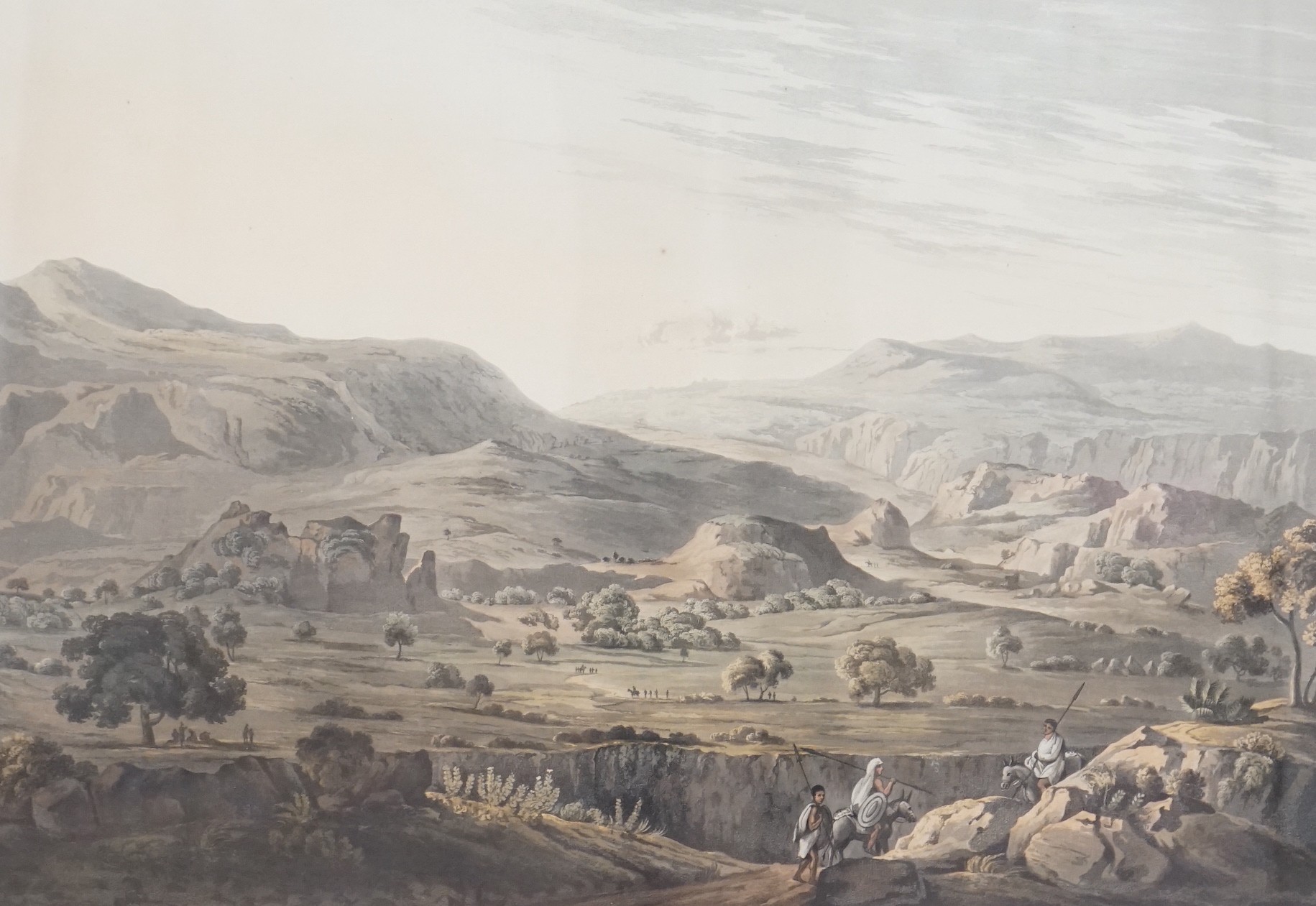 Havell after Henry Salt, coloured aquatint, 'The Pass of Atbara in Abyssinia' 1809, 48 x 65cm